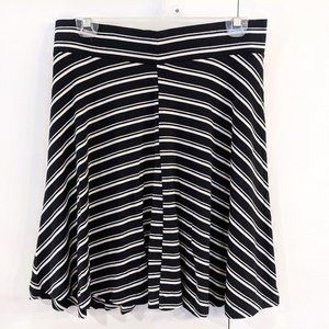 LOFT Black and White Striped Circle Skirt